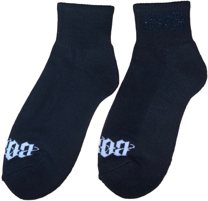 Bossi 'Dark Blue Logo' Rhinestone Black Socks