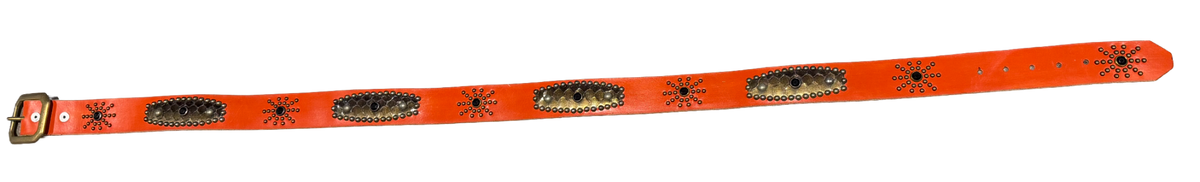 Studded 'Brown Gradient Snakeskin Sun Gem' Orange Belt