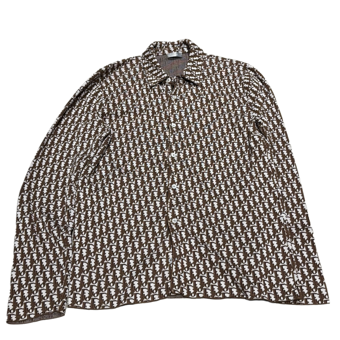 Dior 'Brown Oblique Logo' Jacquard Button Up Shirt