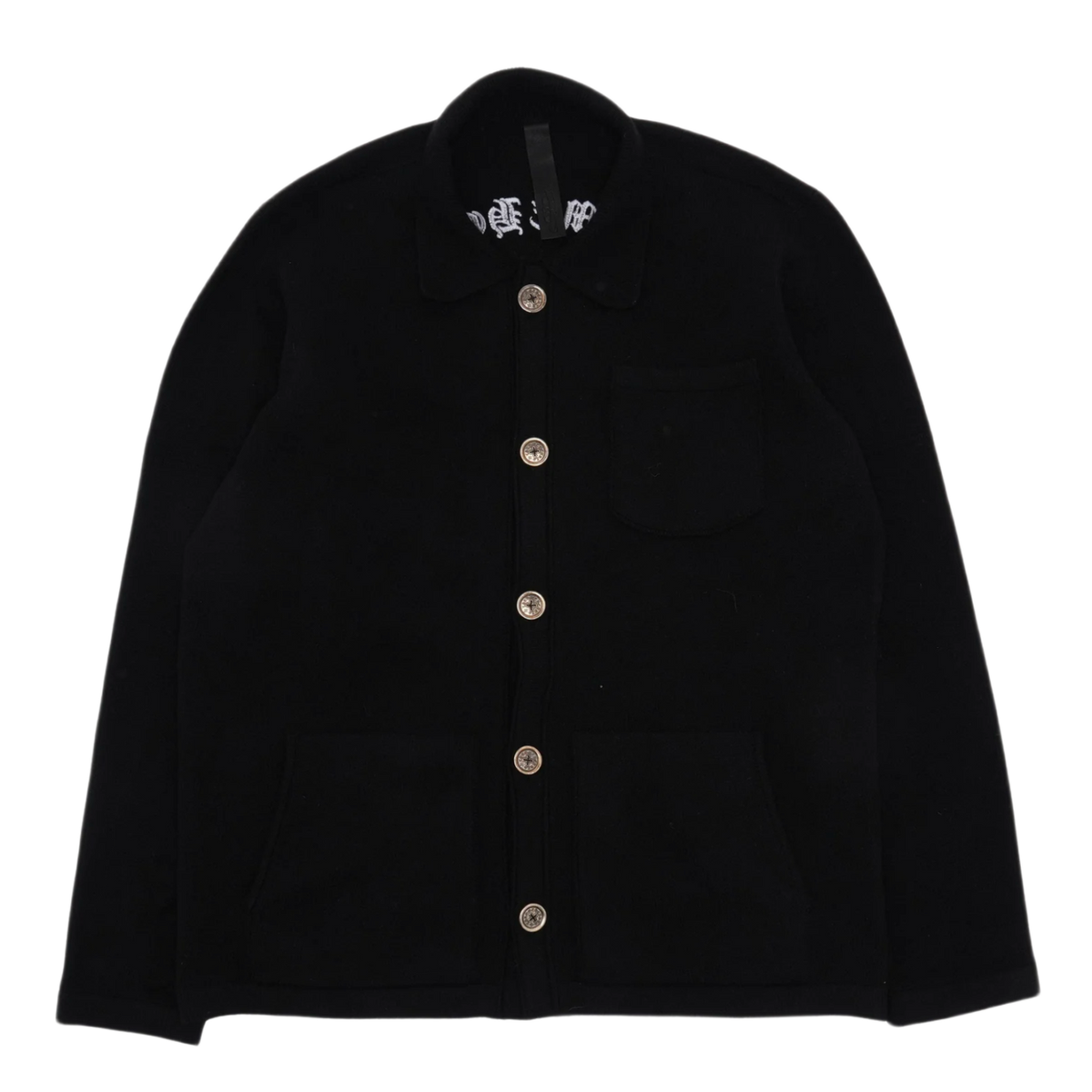 Chrome Hearts 'Hollywood Cross Patch' Black Blend Knit Button Up Cardigan