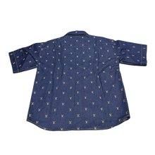 Louis Vuitton Embroidered Signature Short-Sleeved Denim Shirt Indigo