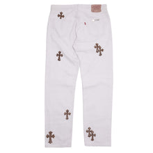 Chrome Hearts 'Cheetah Cross Patch' White Levi Jeans