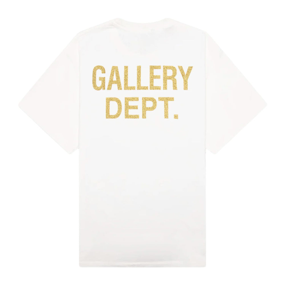 Gallery Dept. Antique White Skeleton Beach Surf Glitter Logo Tee