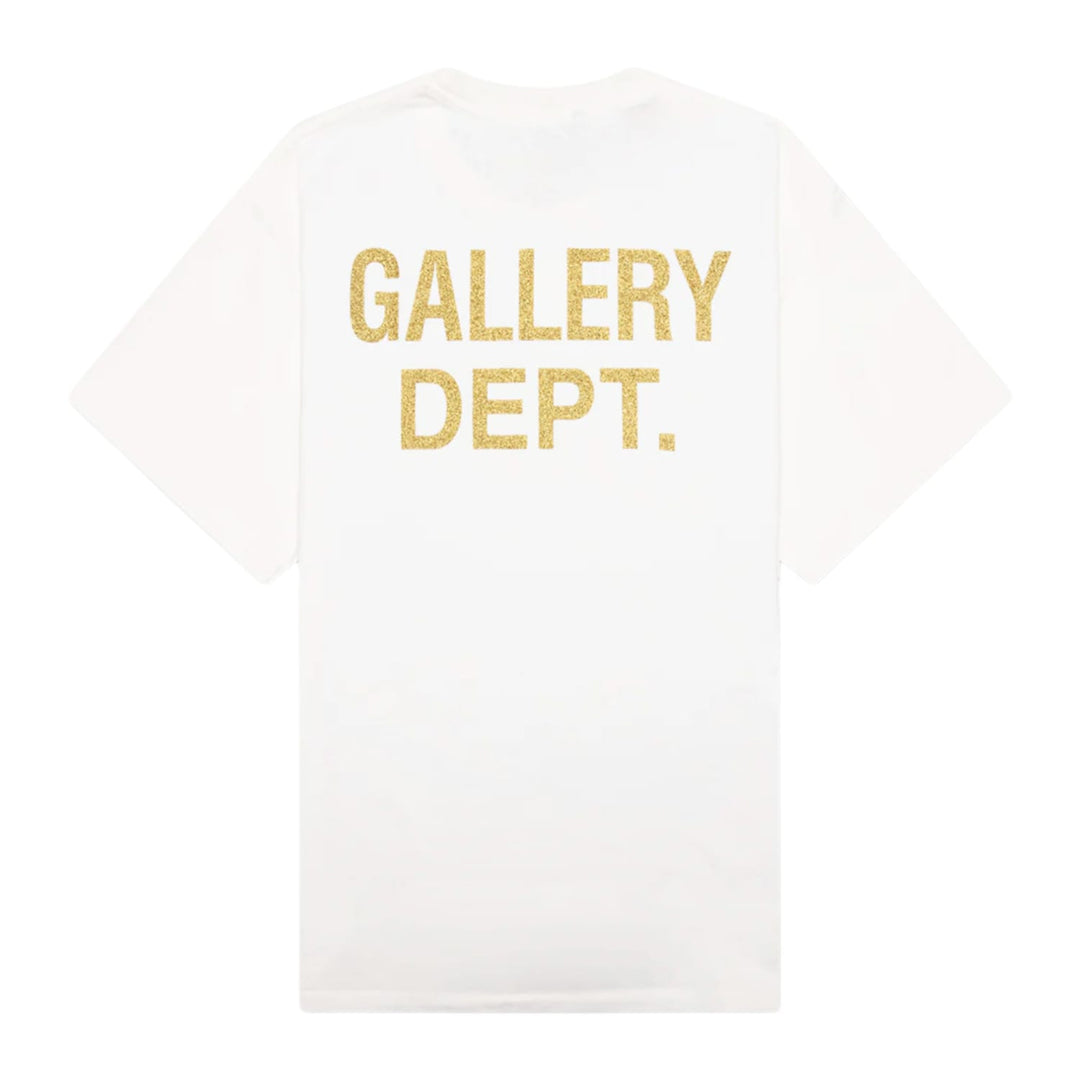 Gallery Dept. Antique White Skeleton Beach Surf Glitter Logo Tee