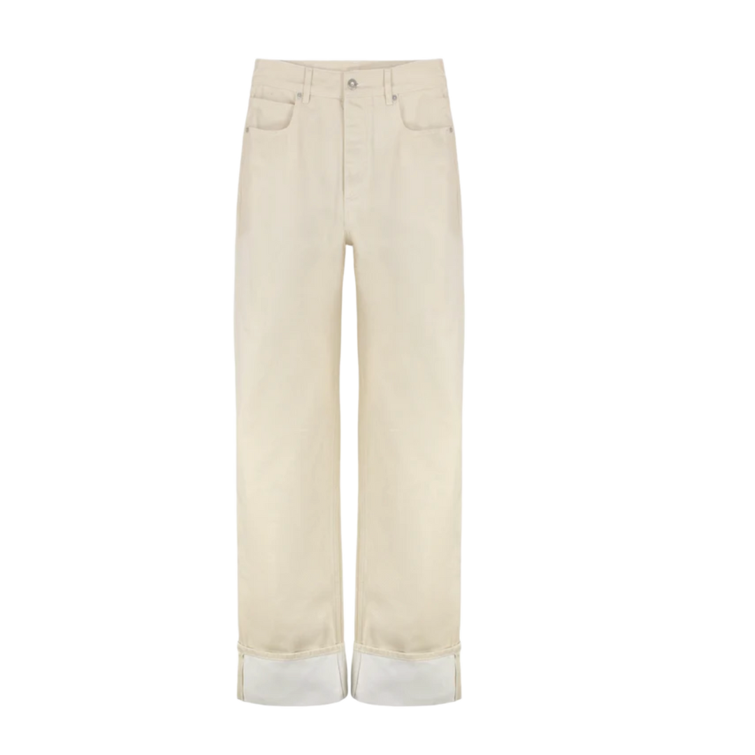 Bottega Veneta 'Cream' Turned Up Straight Leg Jeans