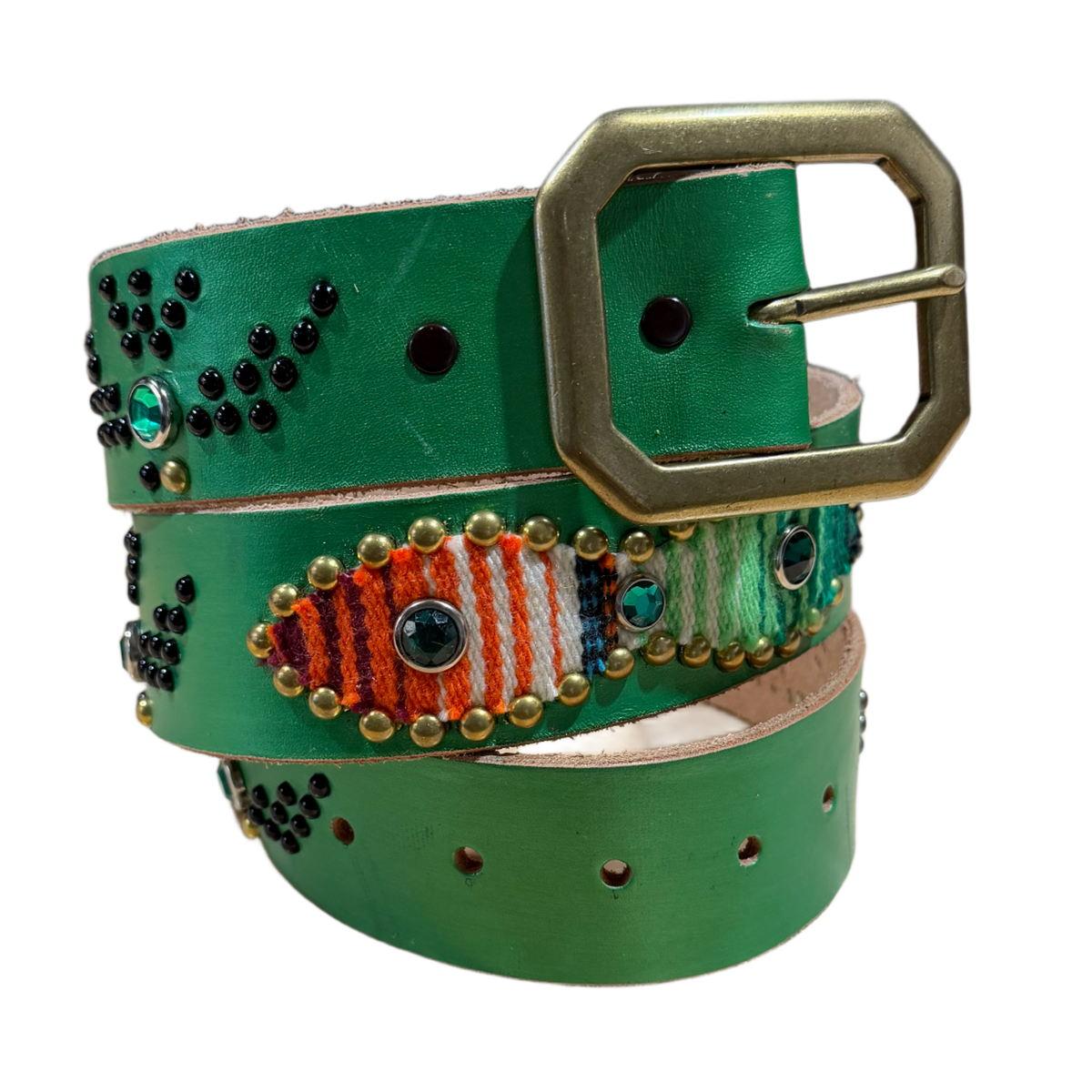 Studded 'Gradient Color' Green Belt