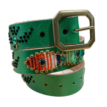 Studded 'Gradient Color' Green Belt