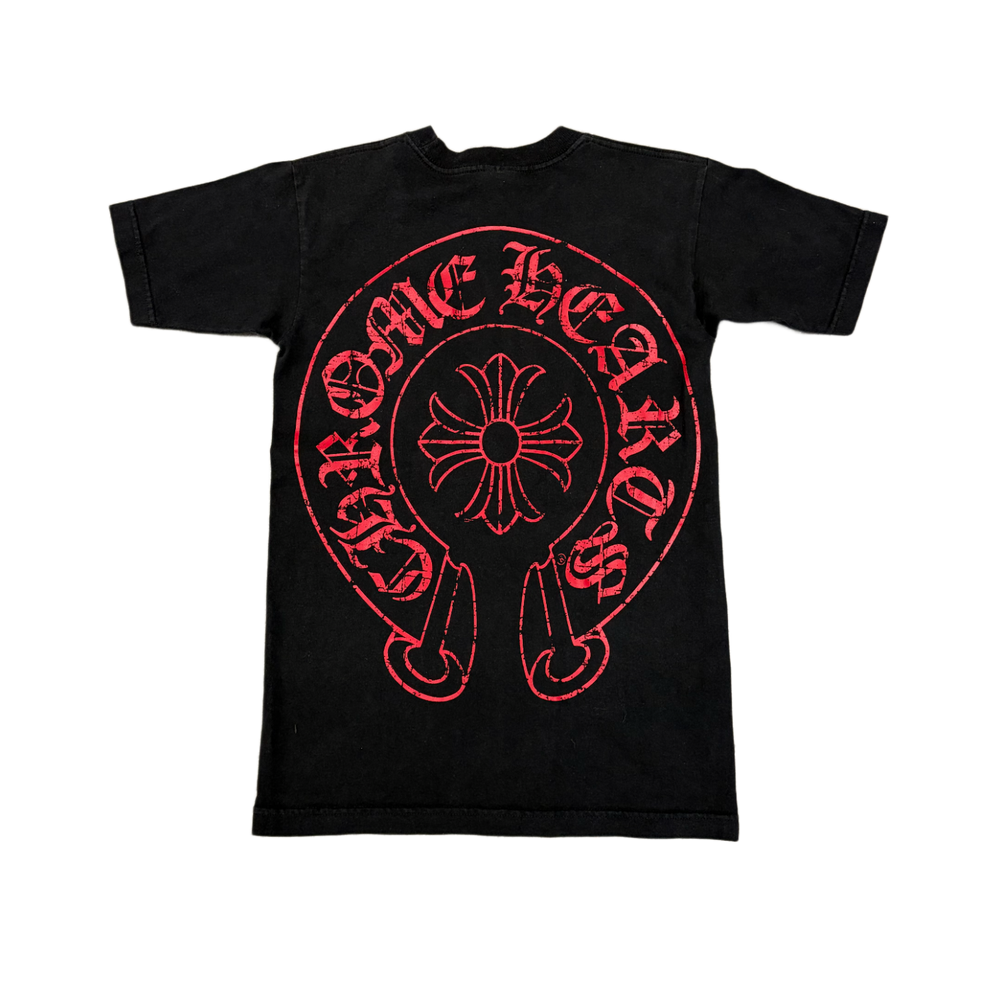 Chrome Hearts Vintage 'Red Scroll Horseshoe' Black Tee