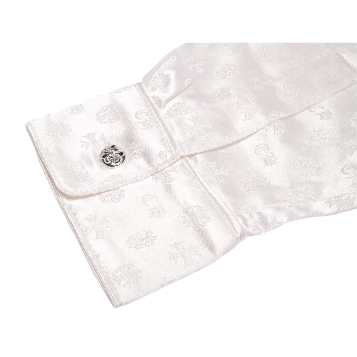 Chrome Hearts 'Cross Patch' White Tonal Monogram Silk Pajama Shirt