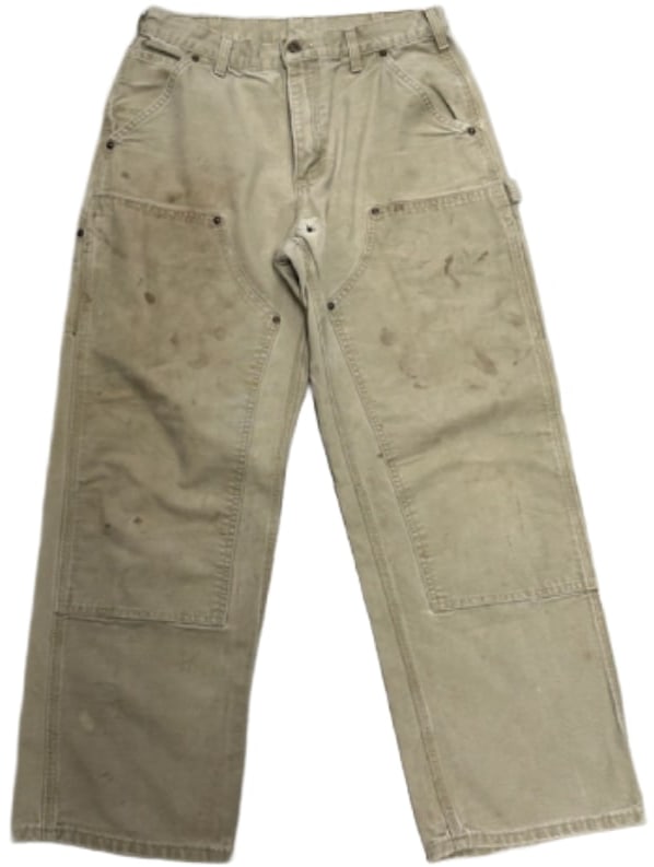 Carhartt 'Beige' Distressed Double Knee VIntage Work Pants