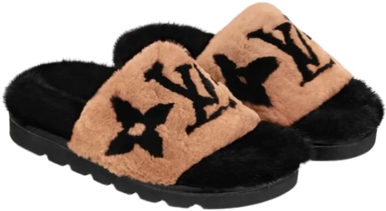 Louis Vuitton 'Brown' Mink Slides