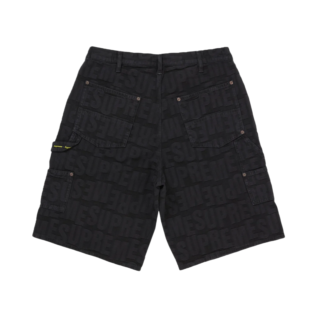 Supreme Repeat Jacquard Double Knee Denim Short Black