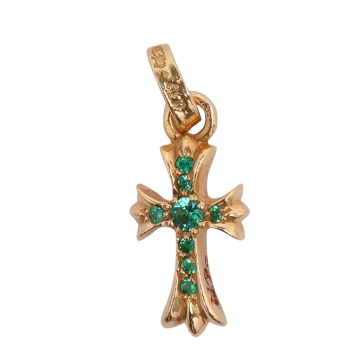 Chrome Hearts 22k Gold 'Emerald' Baby Fat Charm Pendant