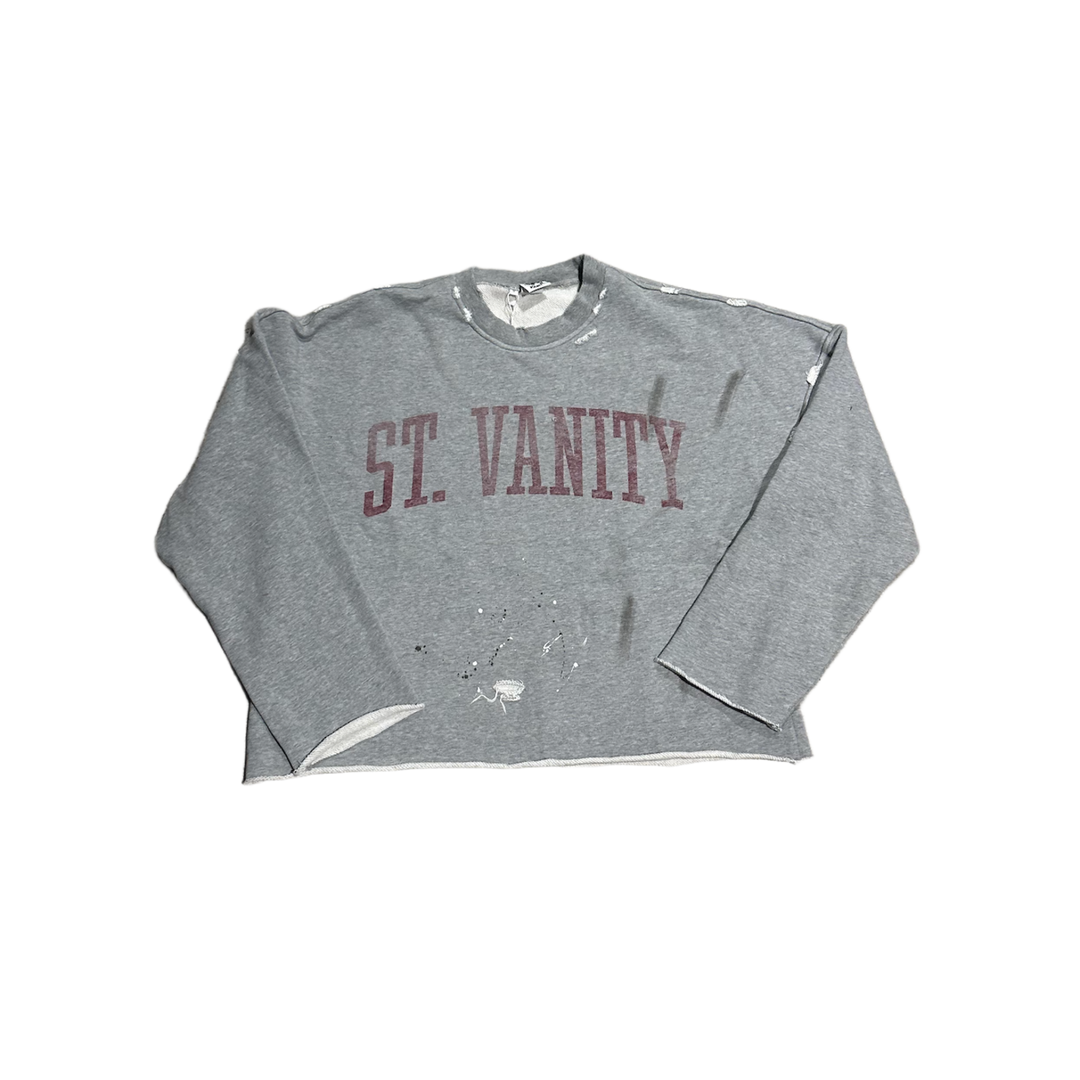 Saint Vanity 'Grey' Sun Devils Distressed Crewneck