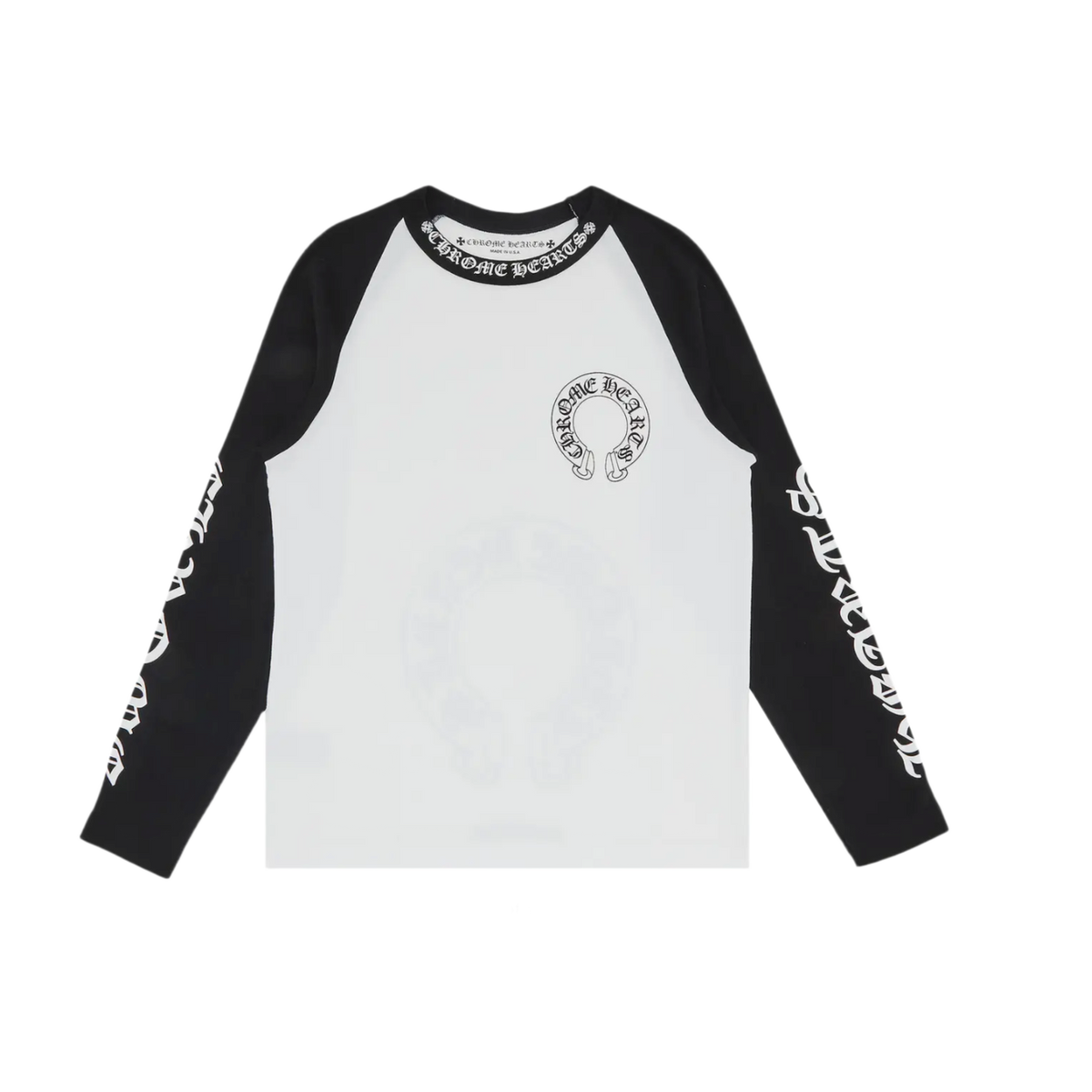 Chrome Hearts 'White and Black' Neck Logo Horseshoe Baseball Tee