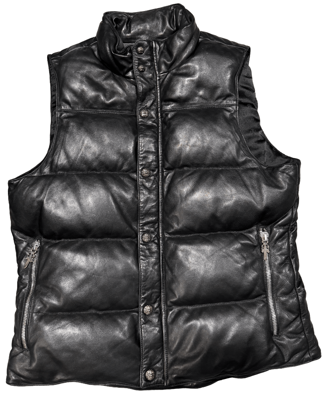 Chrome Hearts Leather Black Puffer Vest