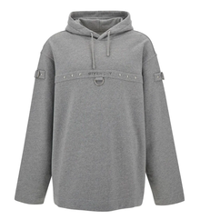 Givenchy 'Metal Details' Grey Fleece Hoodie