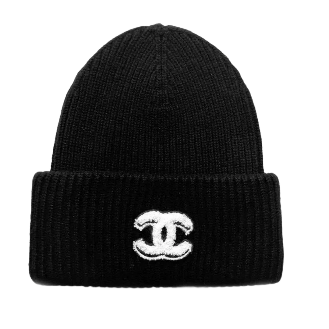 Chanel 'Black/Ecru' Cashmere Cloche Beanie