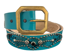 Studded 'Turqoise Snakeskin' Spider Gem Teal Belt