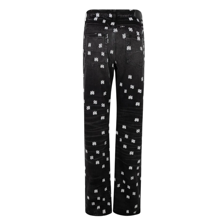 Amiri MA Paisley Emblem Black Straight Jeans