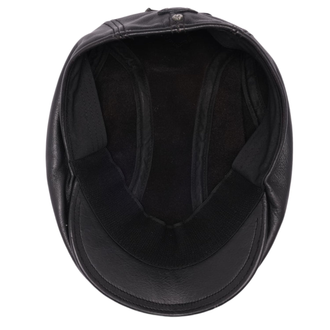 Chrome Hearts 'Cross Patch' Black Leather Driving Cap