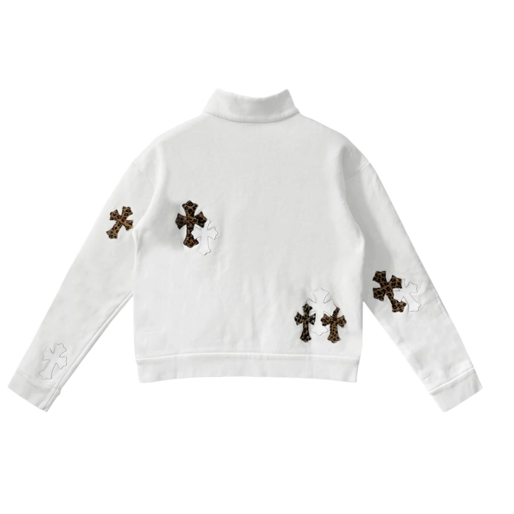 Chrome Hearts 'Leopard Cross Patch' White Quarter Zip