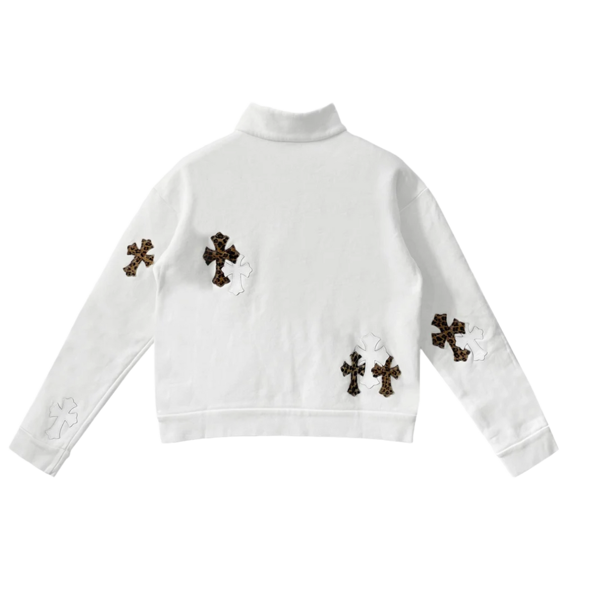 Chrome Hearts 'Leopard Cross Patch' White Quarter Zip