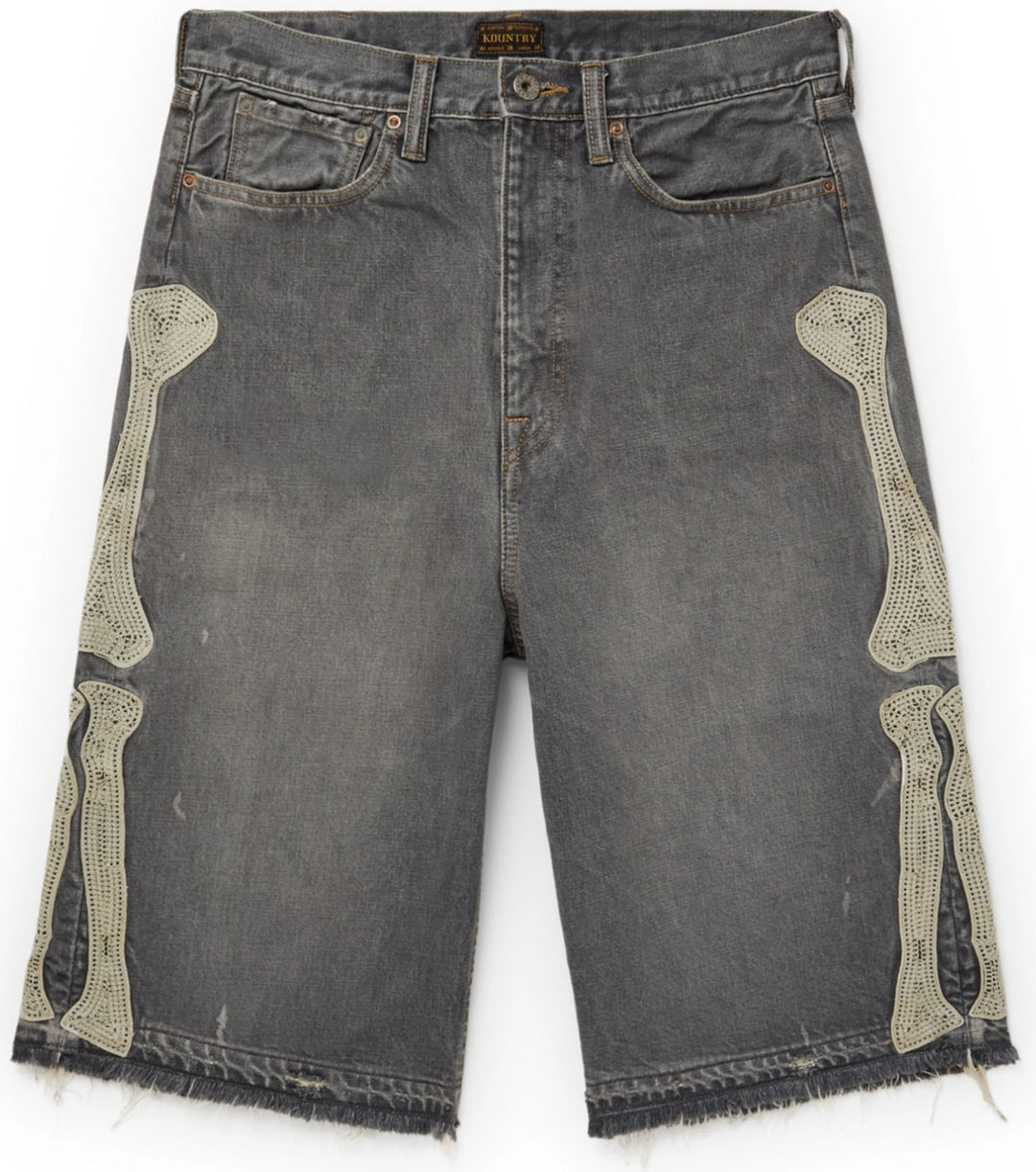 Kapital 'Bone' Black Denim Shorts