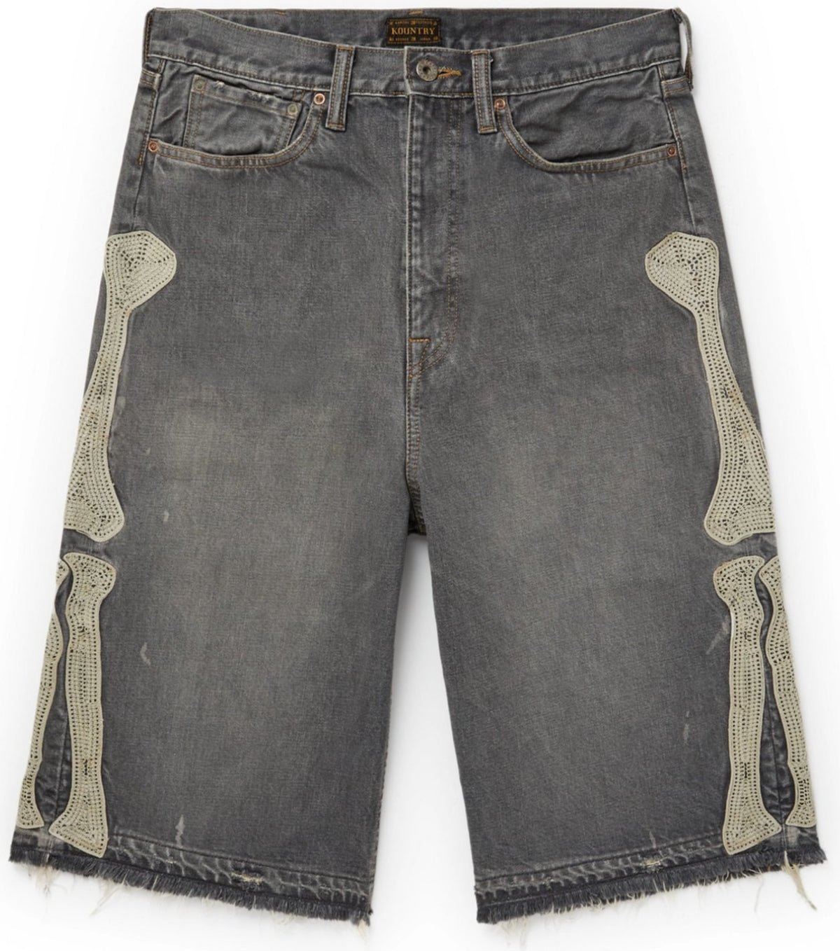 Kapital 'Bone' Black Denim Shorts
