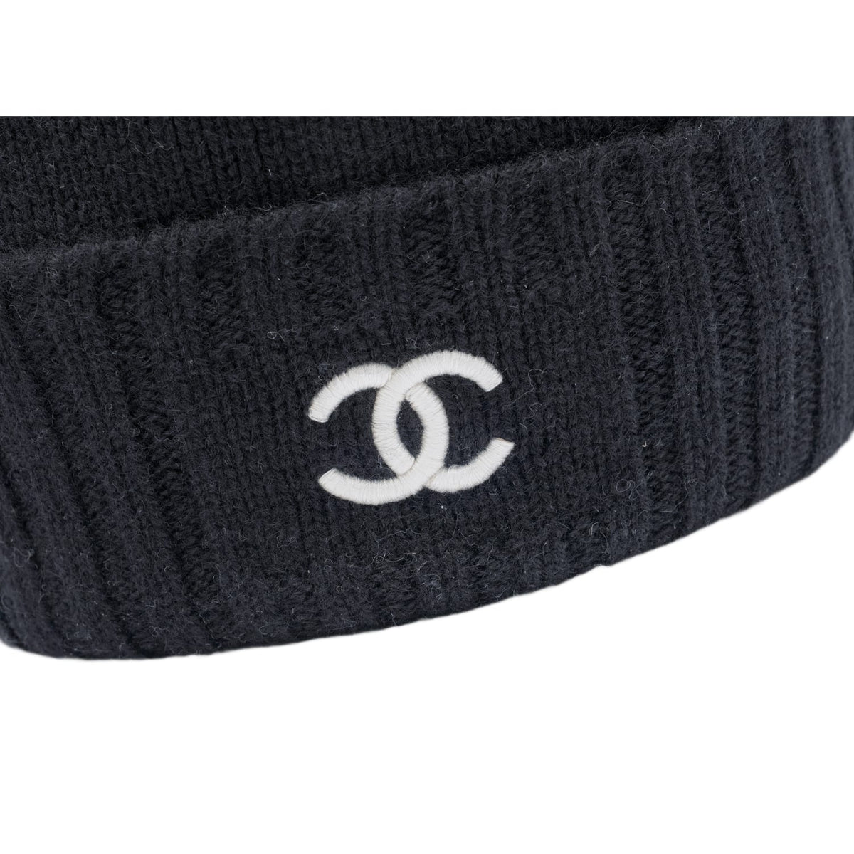 Chanel 'Half Black Half Ecru' Cashmere CC Beanie