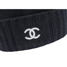 Chanel 'Half Black Half Ecru' Cashmere CC Beanie