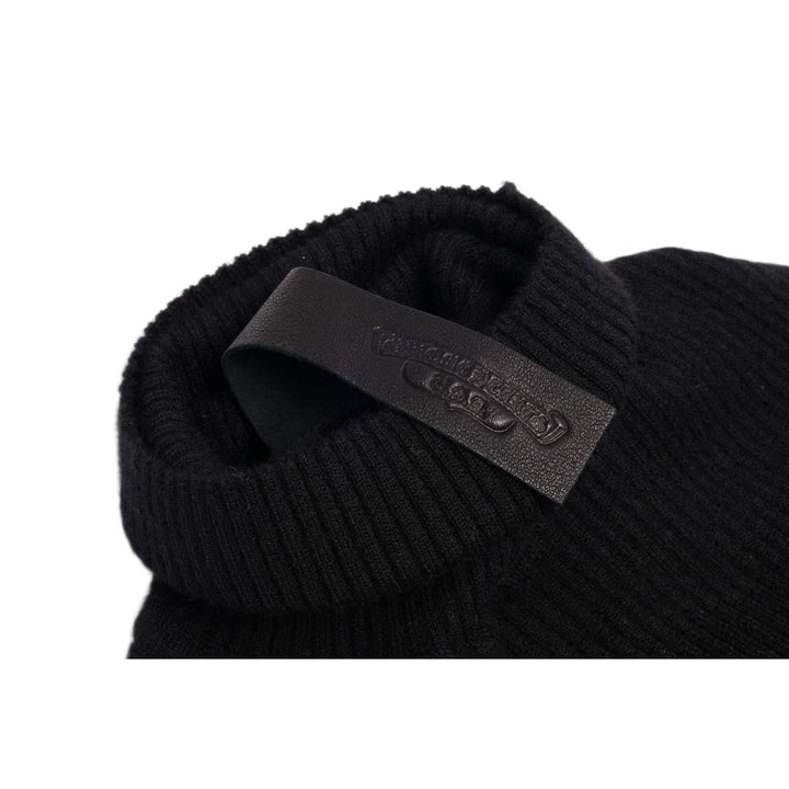 Chrome Hearts Women's 'Black' Triple Cross Patch Cashmere Short Sleeve Turtleneck 