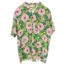 Gucci 'Green/Pink' Floral Silk Camp Collar Shirt