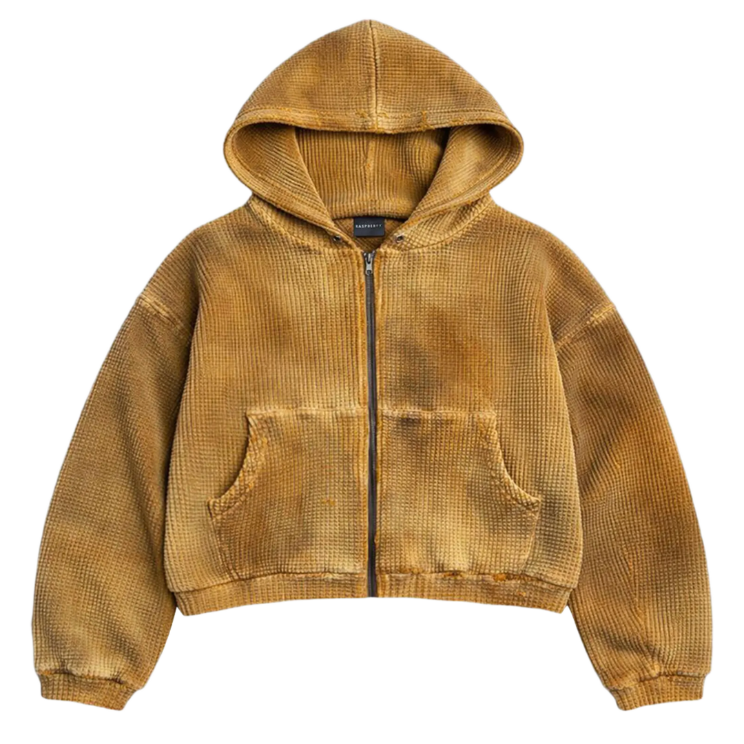 Gold+Vintage Gallery Raspberry Hills 'Distressed' Waffle Thermal Zip-Up