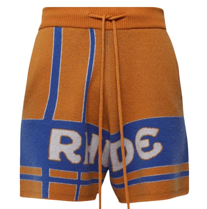 Rhude 'Palm' Mustard/Blue Knit Shorts