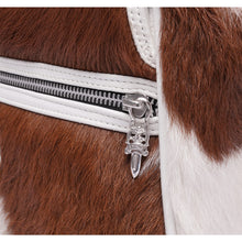 Chrome Hearts 'Brown/White Calf Hair' Silver Cross One Button White Leather Flap Bag