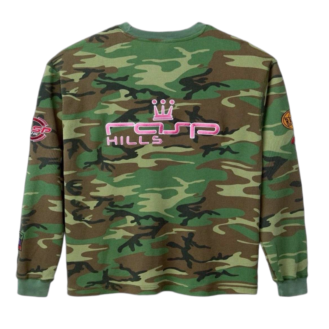 Gold+Vintage Gallery Raspberry Hills 'Green' D Bacon Camo Thermal Longsleeve
