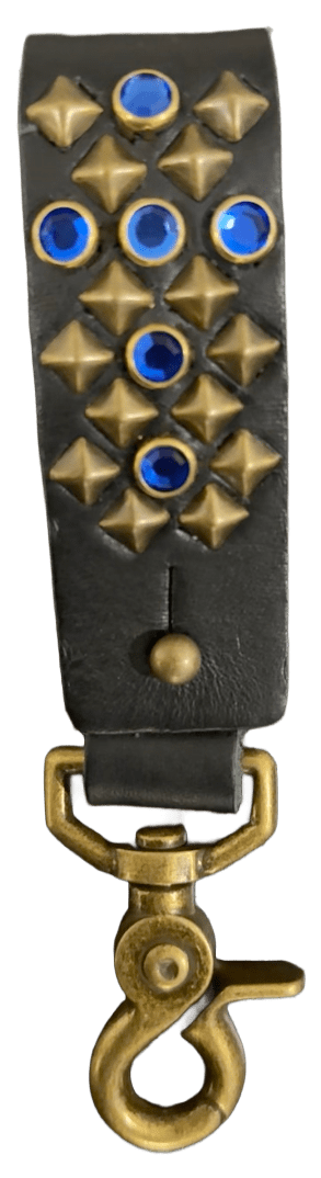 Studded Leather Keychain &