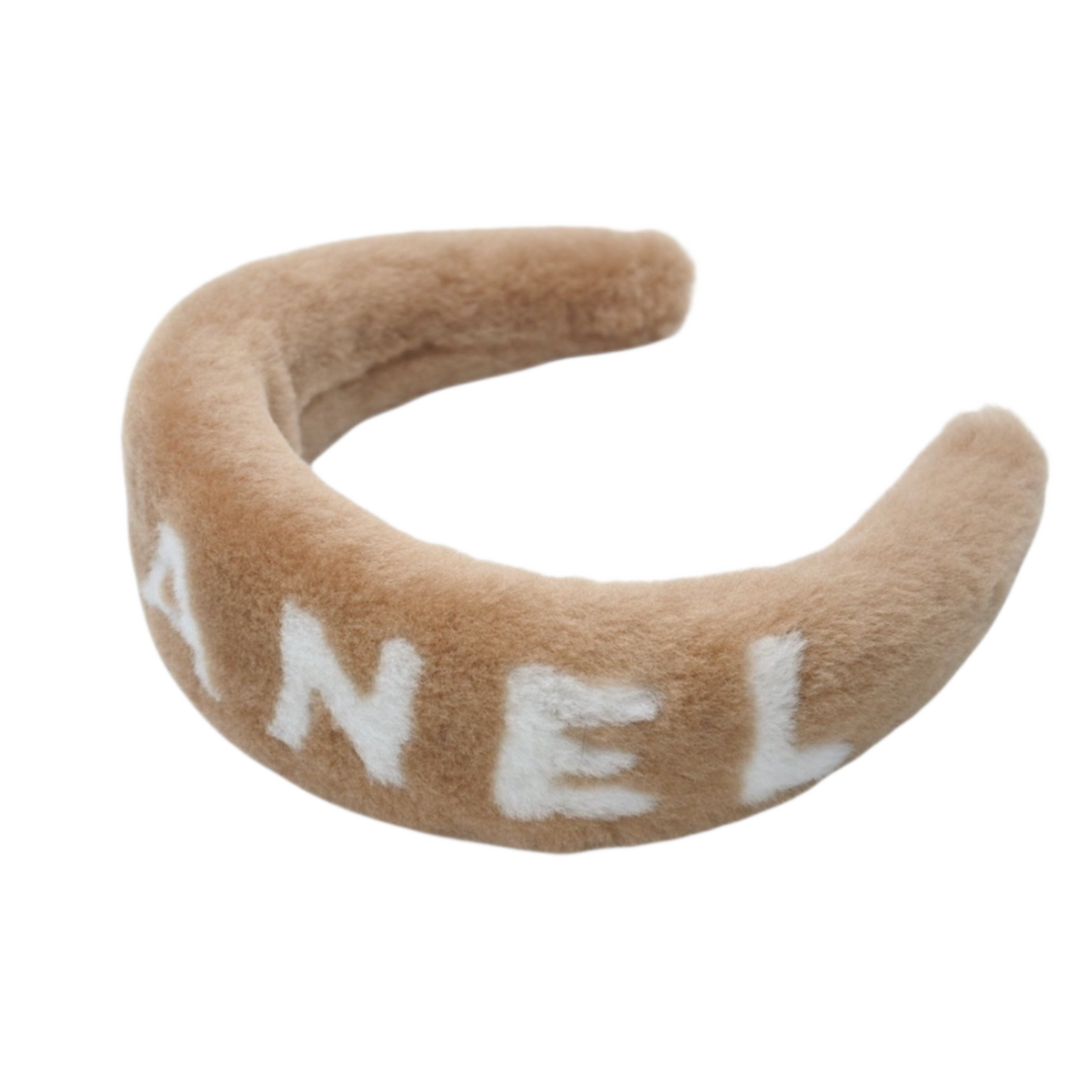 Chanel Shearling Headband Beige