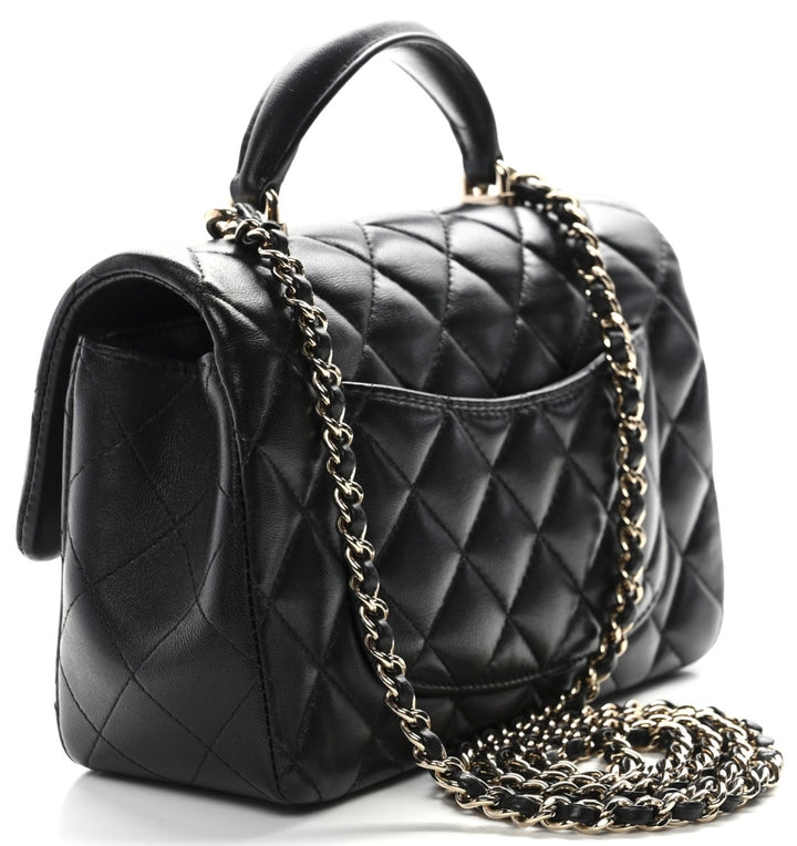 Chanel 'Black' Lambskin Classic Mini Flap Bag Brushed Gold Hardware
