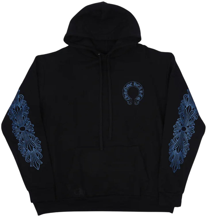 Chrome Hearts Friends and Family 'Blue Glitter' Horseshoe Logo Hoodie
