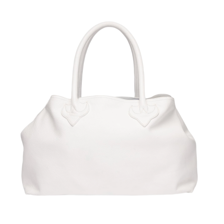 Chrome Hearts Fleur Patch White Leather Tote Bag
