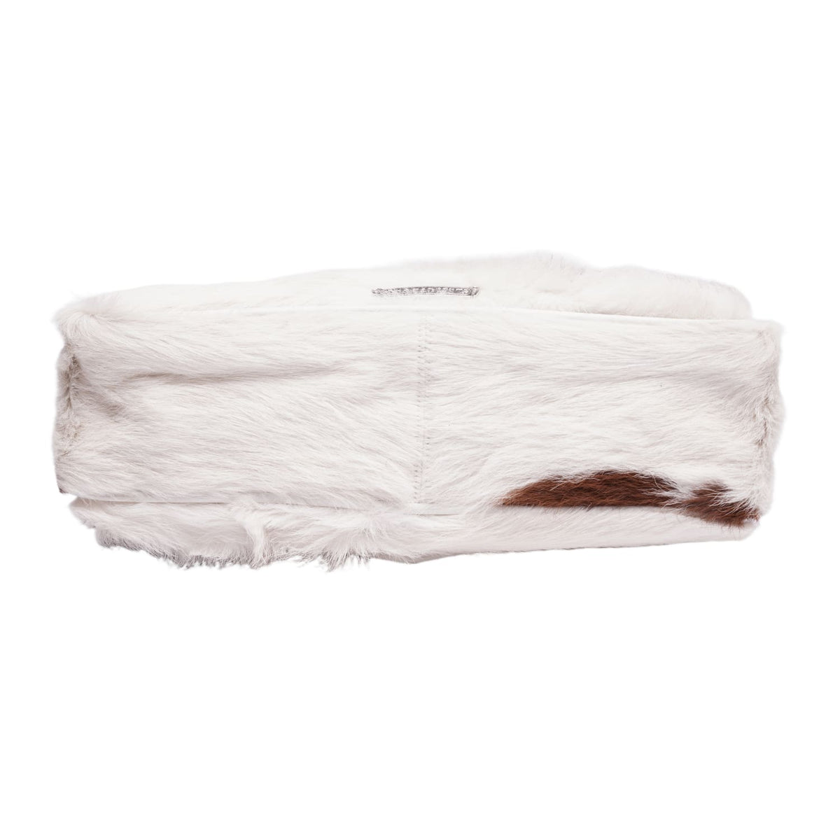 Chrome Hearts 'Brown/White Calf Hair' Silver Cross One Button White Leather Flap Bag