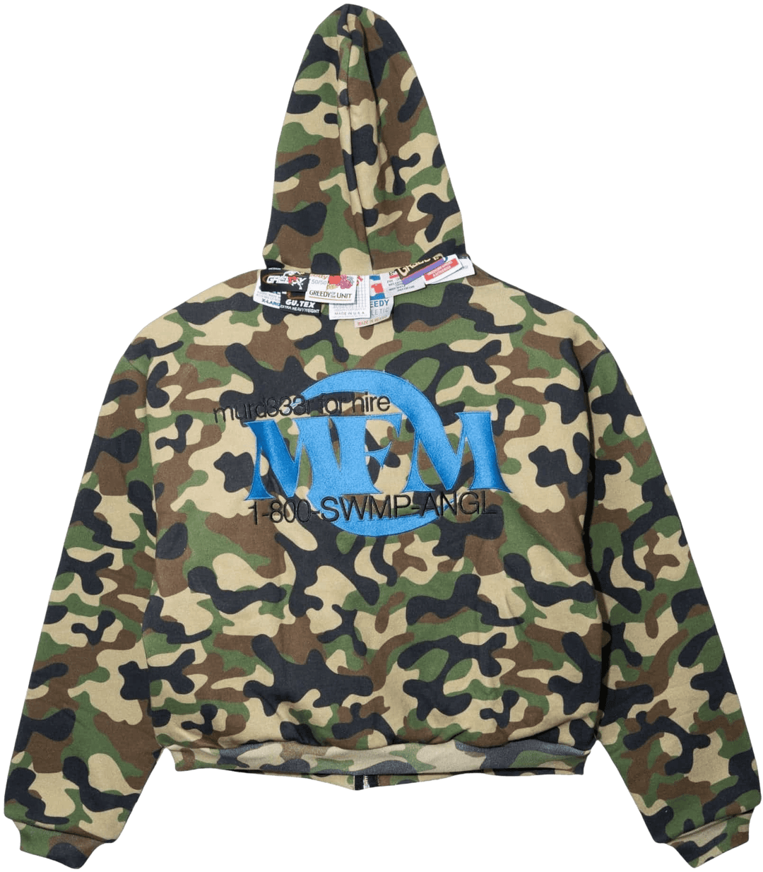 Murd333r.fm x Greedy Unit 'Green Camo' Zip Up Hoodie