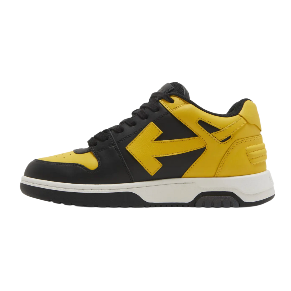 Off-White 'Out of Office' Black Lemon Yellow Leather Low-Top Sneakers