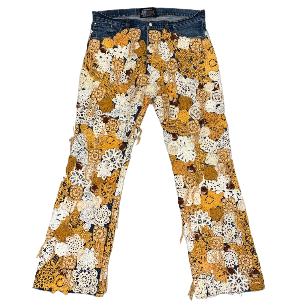 Earthling VIP "Poetic Lust" Crochet Lace Multicolor Jeans
