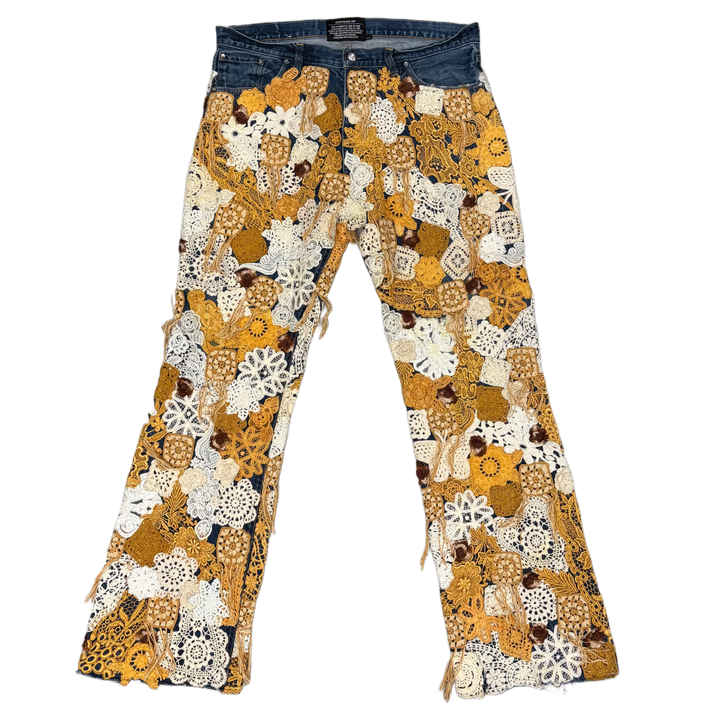 Earthling VIP "Poetic Lust" Crochet Lace Multicolor Jeans
