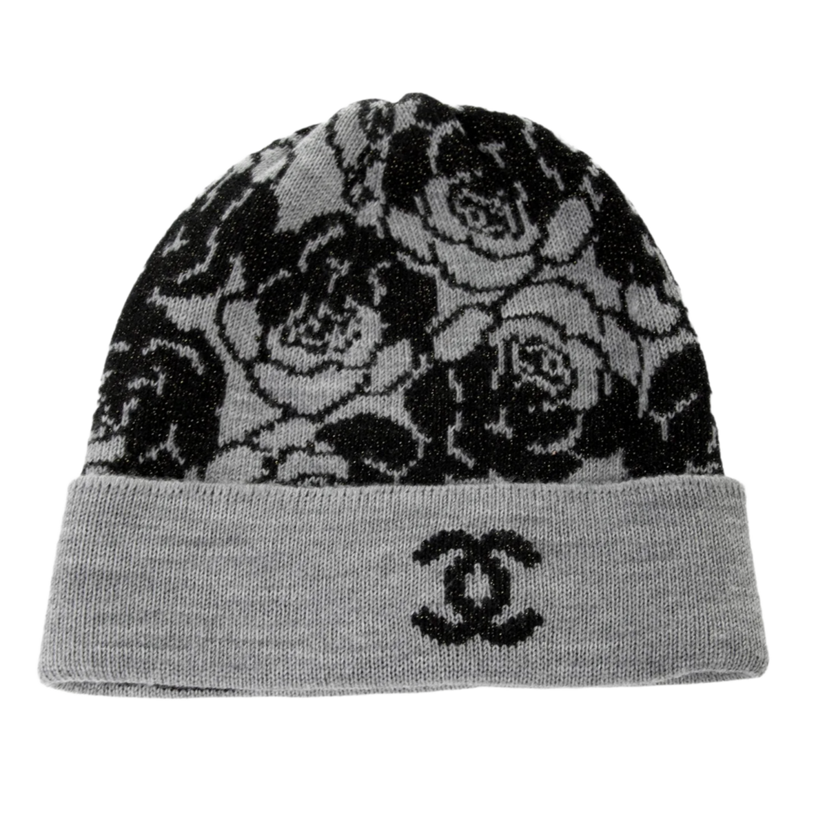 Chanel 'Grey' Camellia Cashmere Beanie