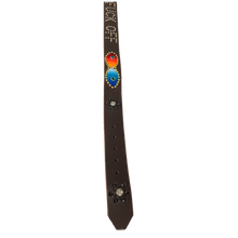 Studded 'Blanket Pattern Green/White Gem' Brown Fuck Off Leather Belt