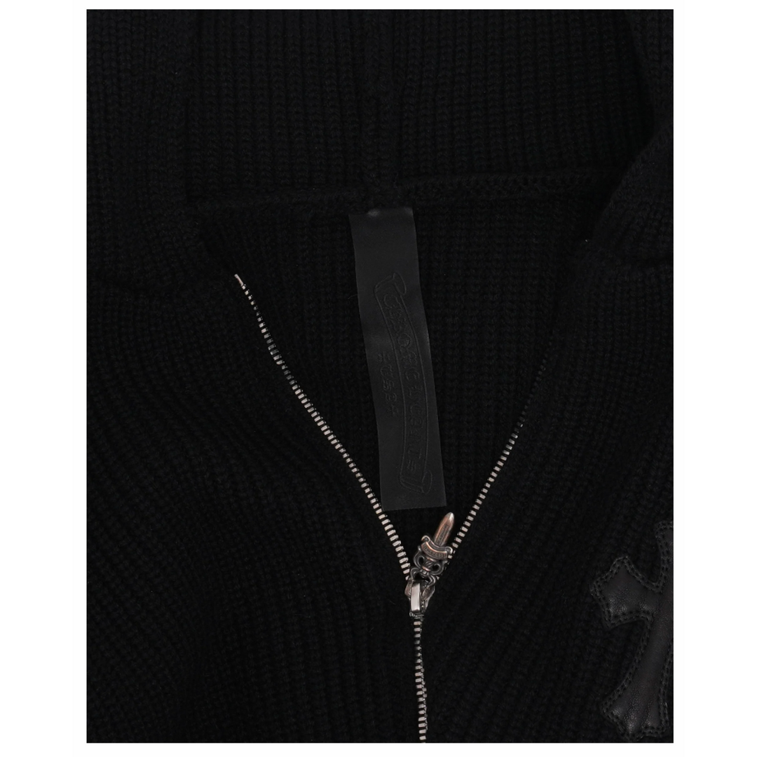 Chrome Hearts 'Black' Triple Cross Patch Scroll Cashmere Zip Up Hoodie